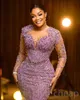 ASO EBI LILAC SHATH PROM DRESS POEDDE LACE SEXY ENKTAY Formell Party Second Reception Birthday Engagement Gowns Dresses Robe de Soiree ZJ740 407