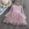 Robe fille Summer Children's Princess Dress Kids Dance Lace Mesh 0-5 ans