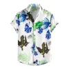 Camisas casuais masculinas Workout T Men Cardigã manga curta Beach Flower Shirt Gola alta Macacão N