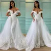 Robes de mariée sirène glamour tulle hors épaule surjupes 3D dentelle appliques robe de mariée balayage train robe de mariée robes de mariée