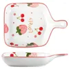 Set di stoviglie Cartone animato coreano Frutta Teglia da forno in ceramica Forno a microonde per uso domestico Piatto Formaggio quadrato Riso al forno Utensili da cucina