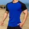 T-shirts pour hommes sports d'été façonnage coupe ajustée tendance col rond manches courtes course à pied loisirs de plein air élastique séchage rapide T-shirt