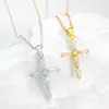 Mignon Iced Out Cubic Zirconia New Cross Collier Femmes Ins Style Creative Collier Or Couleur Esthétique Pendentif Chaîne Bijoux Colliers Accessoires Pour Femmes En Gros