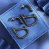 Valentino Orecchini a bottone da donna lettera V in metallo dorato Earing Designer Luxury Vlogo gioielli Hoop Women Pearl diamond 5653