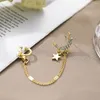 Orecchini pendenti moda color oro luna stella clip orecchio per le donne semplice cartilagine finta lunga nappa polsino a catena gioielli