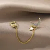 Orecchini pendenti moda color oro luna stella clip orecchio per le donne semplice cartilagine finta lunga nappa polsino a catena gioielli