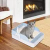 Transportadores para gatos, caja de arena cerrada para evitar fugas de arena, tamizado lateral alto duradero para gatos, bandeja de viaje para gatitos