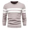 Men's Sweaters Autumn And Winter Mens Casual Stripe Sweater Pullover Color Matching Soft Breathable Men Long Sleeve Sports Knit