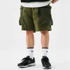 Men's Shorts Summer Japanese Cargo Men Big Pocket Elastic Waist Loose Functional Hit Color Hip-Hop Five-point Pants Male