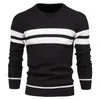 Men's Sweaters Autumn And Winter Mens Casual Stripe Sweater Pullover Color Matching Soft Breathable Men Long Sleeve Sports Knit