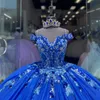 Robes de Quinceanera bleues, princesse douce, robes de fête d'anniversaire pour filles de 15 ans, avec Appliques, 2024