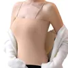 Camisoles Tanks女性用ソリッドカラーアイスシルクシームレス乳房クッションボトムキャミソールトップ