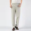 Men's Pants Summer Thin Linen Business Casual Soft And Comfortable Elastic Waist Straight Middle-aged Trousers
