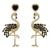 Dangle Earrings Full Crystal Flamingo Drop Women Large Statement Girls Trendy Party Wedding Bride Luxury Jewelry