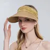 Cappelli a tesa larga Sparsil Summer Beach per le donne Vuoto Top Parasole Cappello di paglia Elastico regolabile Outdoor Roll Up Visiera parasole da viaggio