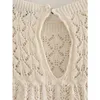 Débardeurs pour femmes Camis TRAF été tricot évider débardeur 2023 blanc cassé Sexy mode Style coréen gilet tricoté femme haut sans manches 230715