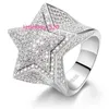 Pierścienie zespołowe Dropshipping drobna biżuteria biodra mrożona 925 srebrny vvs moissanite Diamond Star Pierścień dla mężczyzn kobiety