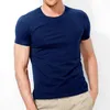 Herenpakken H135 Kleur Lycra Katoen T-shirt met korte mouwen Heren Ronde hals Tops Dieptepunt Shirt