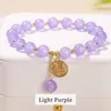 Natural Stone Pink Chalcedony Bead Lucky Charm Armband Women mode Sweet Chinese Fu Handgjorda Strand Bangles For Girl