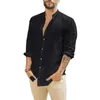 Camicie casual da uomo Camicia in cotone e lino Tinta unita Magliette larghe Manica lunga Primavera Autunno Bella camicetta sottile e traspirante