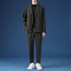 Polo da uomo Completo casual maschile Giacche di lusso Blazer Set Streetwear Elegante coreano Set 2 pezzi con pantaloni Cappotto primaverile Pantaloni 230715