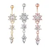 New Fashion Belly Button Rings for Women Sexy Piercing Navel Nail Body Jewelry Flower Pendant Crystal Girls Body Jewelry