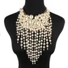 Подвесные ожерелья Retro Pearl Multilayer Choker Tassel Chee Countrace Женщины преувеличенные ключицы