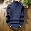 Herrtröjor Solid Color Knitwear Turtleneck Mens Fashion Twist Autumn and Winter 6 Färger Långa ärmar Basic Style Tops