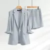 Pantaloni da donna a due pezzi Blazer 2 pezzi Set estivo per donna Abiti sottili Pantalone da ufficio Set da uomo Traje Formal Mujer Femenino