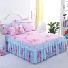 Set di biancheria da letto con motivo floreale romantico nordico in cotone con gonna arruffata, copriletto matrimoniale, decorazione per la casa