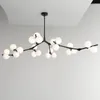 Lampadari Rami di alberi Lampadario a LED Sfera di vetro Luce molecolare Soggiorno Sala da pranzo Camera da letto Decorazioni per la casa Apparecchi di illuminazione