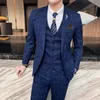 Suits męski Blazers S 7xl kamizelki kurtki Pantie mody butikowy Lattice Formal Business Suit 3pcs Zestaw Groom Wedding Sukienka Plaid Show Stage 230715