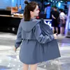 Women's Trench Coats 2023 Spring Autumn Mid-length Coat Women Hooded Windbreaker Lady Khaki Blue Black Loose Outerwear Casual Top Overcoat