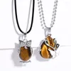 Pendentif Colliers FLOLA Tiger Eye Teardrop Collier En Cristal De Guérison Pour Les Femmes En Acier Inoxydable Chaîne Nature Pierre Punk Bijoux Ojo Tigre Nkeb663