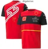 A nova camiseta de corrida F1 Ferari de verão com gola redonda e manga curta com o mesmo costume