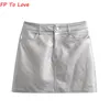 Gonne FP To Love French Silver PU Mini Metallic Sexy Gonna a vita alta Chic Retro Short A Line Metal 230715