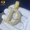 Designer de jóias personalizado de alta qualidade hip hop congelado diamante 925 prata esterlina ouro inicial moissanite carta pingente