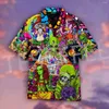 Camisas casuais masculinas cogumelo hippple trippy tatuagem colorido 3dprint verão streetwear retro engraçado havaiano mangas curtas x3