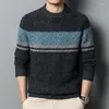 Men's Sweaters Mens Wool Thick Sweater Autumn & Winter Fashion Patchwork Colors Jumpers Male O-Neck Warm Pure Knit Clothing