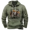 Western Cowboy Men's Hoodie 2023 NOWOŚĆ HARAJUKU Z HOUKED BLUSKA SPRITALNE AUTUMN VINTAGE Casual Pullover Tops Unisex Streetwear