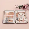 Nail Art Kits Tondeuses Or Rose 18 pièces Diagonale Exfoliante En Acier Inoxydable Manucure Ensemble Ménage Oreille Cuillère Ciseaux Pour Hommes Femmes