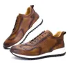 Sneakers pour hommes décontractés Vow Cow Leather Fashion Handmade Lace Up Sports Oxford Daily Shoes de marche extérieur respirant pour les hommes B