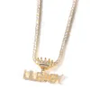 Pendant Necklaces Uwin Name Necklace Mini Letter With Crown Custom Personalized Necklace Cubic Zirconia Fashion Hiphop Jewelry 230715