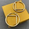 Fashion hoop earring Big Circle earrings jewelry designer for women gold sliver letter F ear ring Valentine's Day party wedding gift wholeasle