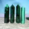 Ashtrayer Malachite Natural Stone and Crystal Tower Healing Gems Minerals Chakra Wand Point Living Eesthetic Room Home Decoration Modern X0627