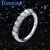 펜던트 목걸이 0.7ctw 3 mm 라운드 7 돌 공주 D Moissanite Half Eternity Band Ring S925 Silver Jewelry Women 약혼 기념일 GRA