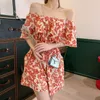 Casual Dresses Hawaii Summer Ladies Jumpsuit Fashion Floral Print Sweet Off Shoulder Top Beach Travel