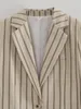 Costumes pour femmes Withered 2023 Fashion Ladies Retro Beige Blazers Ins Blogger Striped Casual Suit Jacket