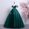 100%prawdziwa ciemnozielona haftowa suknia balowa średniowieczna Sissi Sissi Princess Dress Victorian Marie Belle Ball Medieval Dress196W