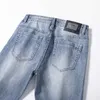 Herr jeans designer sommar jeans för män europeiska herr sommarbyxor ungdom casual yttre singel tvättade medium midja något elastiska grå jeans 9jxu